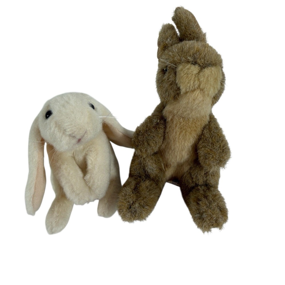 Folkmanis Finger Puppet Mini Jack Rabbit Plush Lop Ear Lot Of 2 Easter Bunny